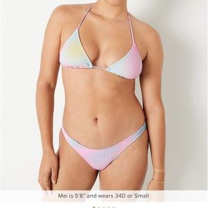 PINK crinkle bikini top and bottom